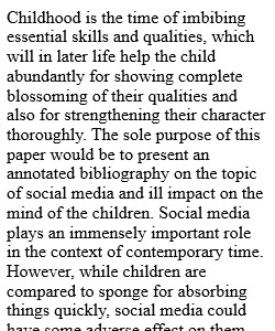 Position Paper: Social Media and its adverse impact on children